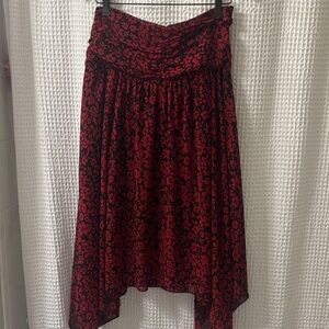 Karl Lagerfeld Black Skirt with Red Floral Print